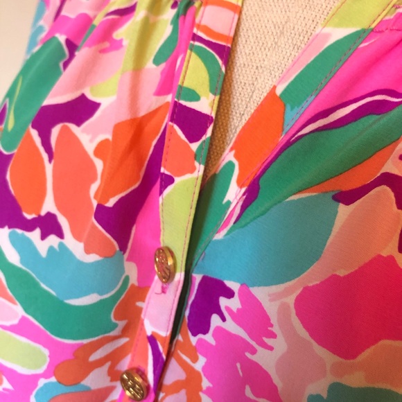 Lilly Pulitzer Elsa lulu flamingo silk blouse - Picture 3 of 9